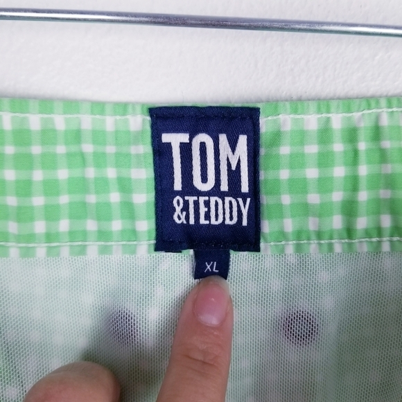 Tom & Teddy Green & White Swim Trunks Shorts size XL - Picture 3 of 10